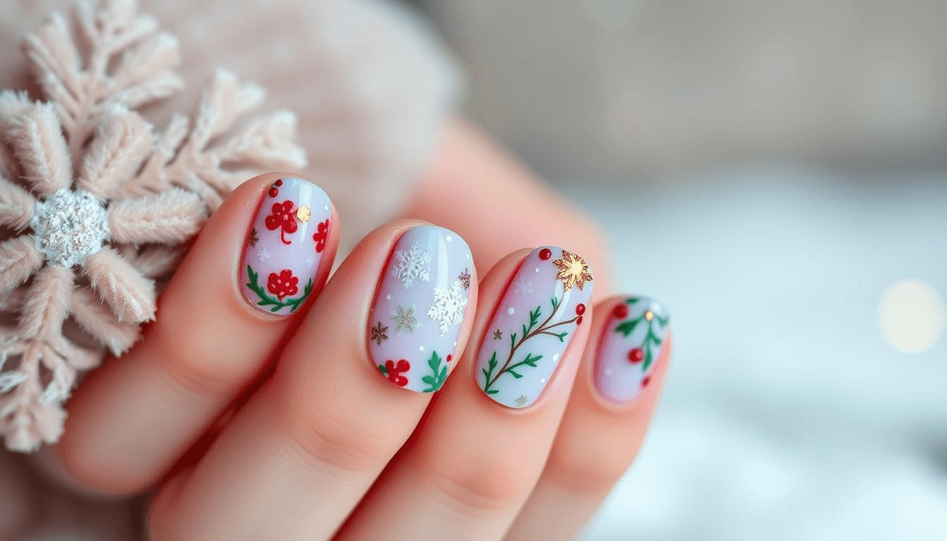 unhas elegantes curtas para o natal