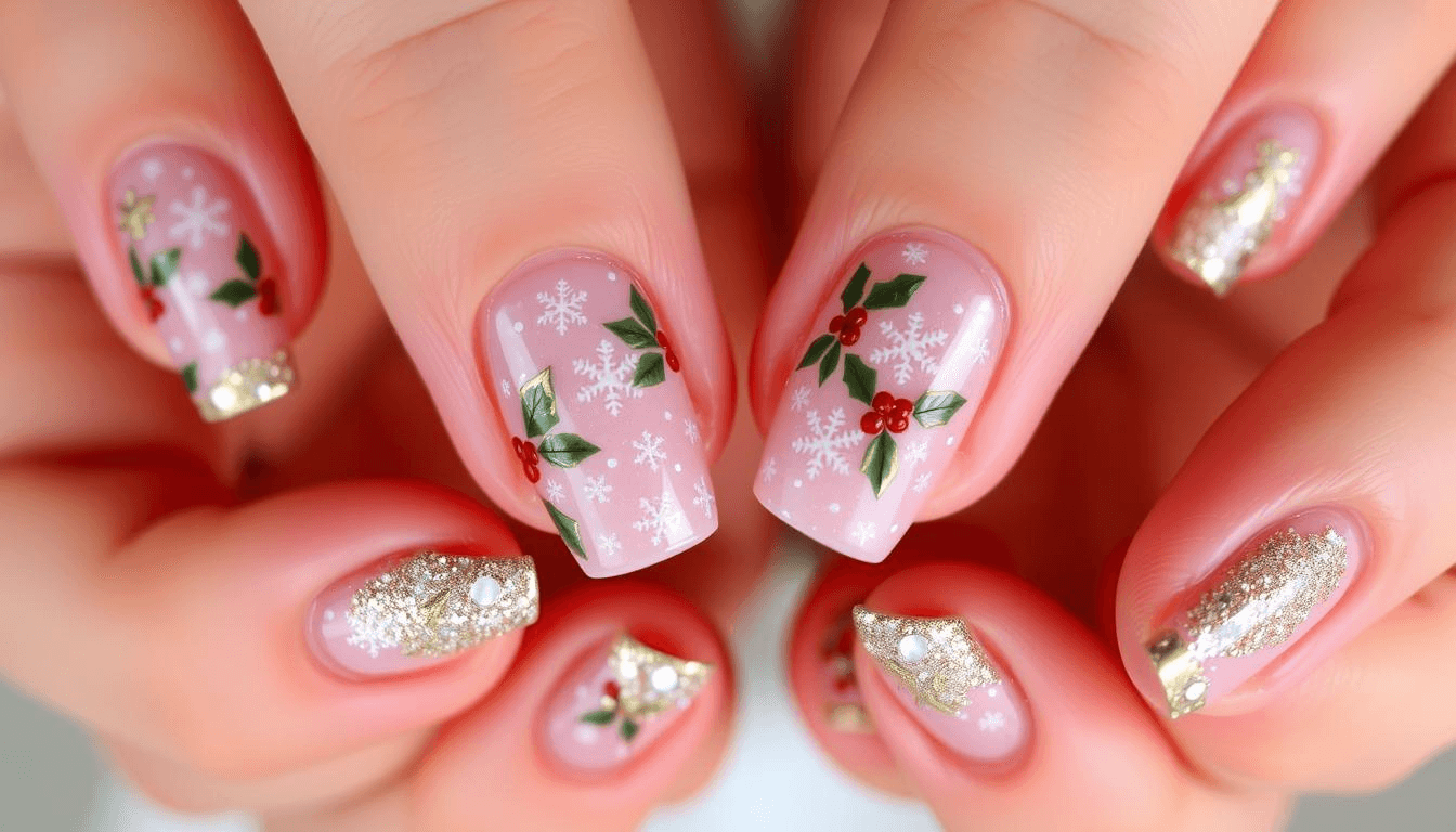 unhas elegantes curtas para o natal