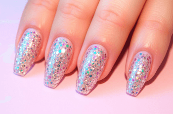 unhas elegantes curtas com glitter